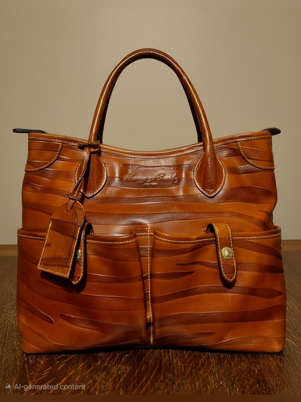 Dooney & Bourke Zebra Leather Satchel Cognac Brown